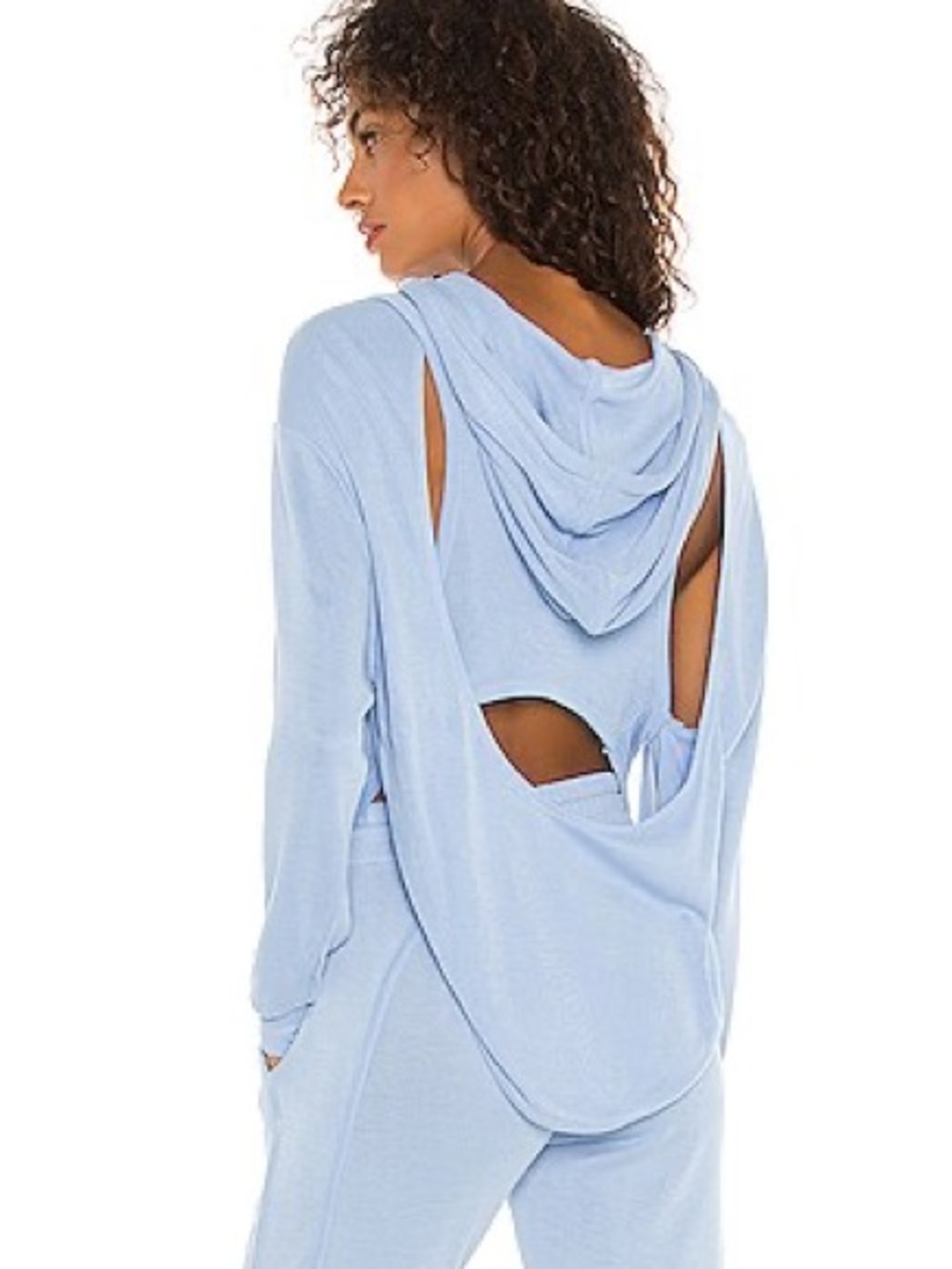 FP Movement Back Into It Hoodie Harbor Blue Size Large Open Back Free People - Picture 12 of 13